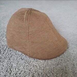 Vtg Boston Scally Newsboy Hat XS Tan Wool Blend Lined Flat Cabbie 6-Panel Cap
